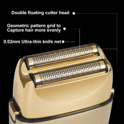 HATTEKER Pro Shaver Bald Head Metal Double Foil Titanium Electric Razor Rechargeable