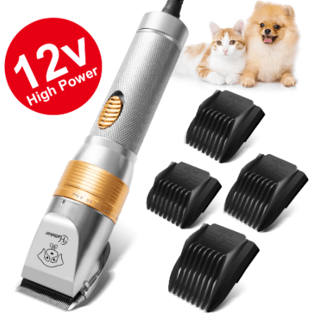 HATTEKER  12V High Power Pet Clipper Electric Grooming Trimmer Haircut Shaver